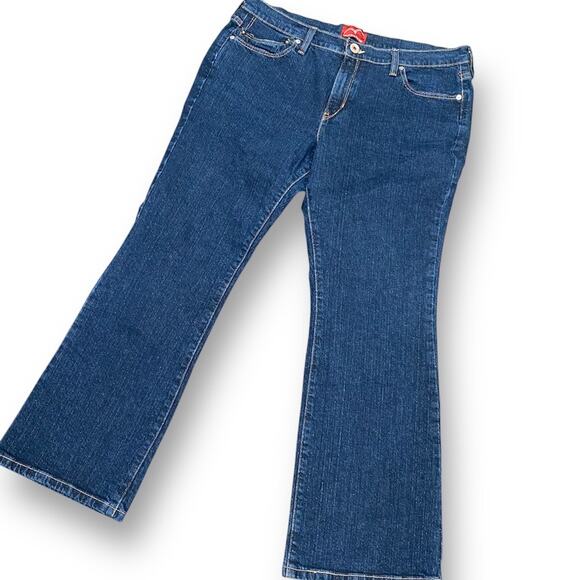 Levi’s Denim - Levi’s 515 Boot Cut Jeans Size 16S Dark Wash Denim Leather 2 Horse Patch